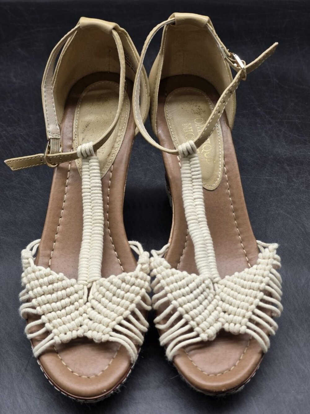 Dominique Nicole Sandals Womens Size 8 Beige Rope Gelsey Espadrille Damage Shoes